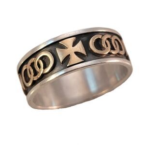 James Avery Retired Sterling 14k Maltese Cross Unity Circles Band Ring